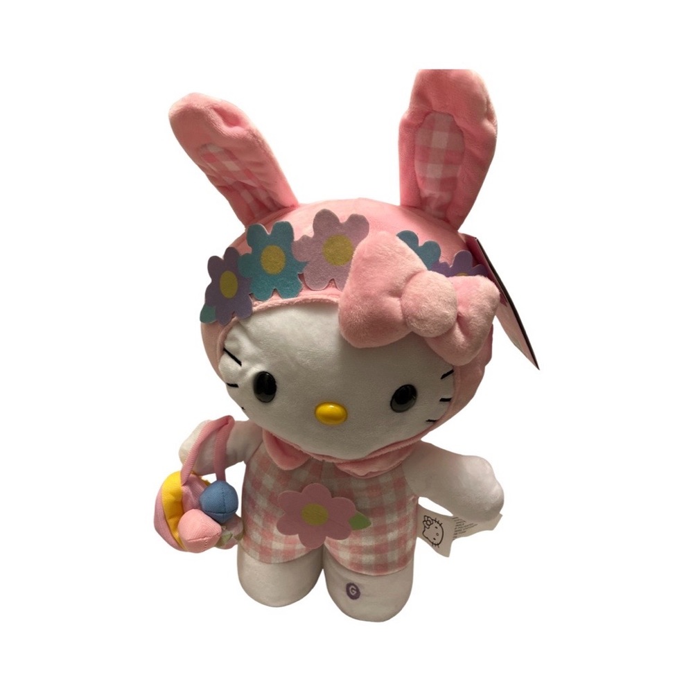 NWT Hello Kitty Easter Pink White Animated Musical Side Stepper Plays Looby Loo